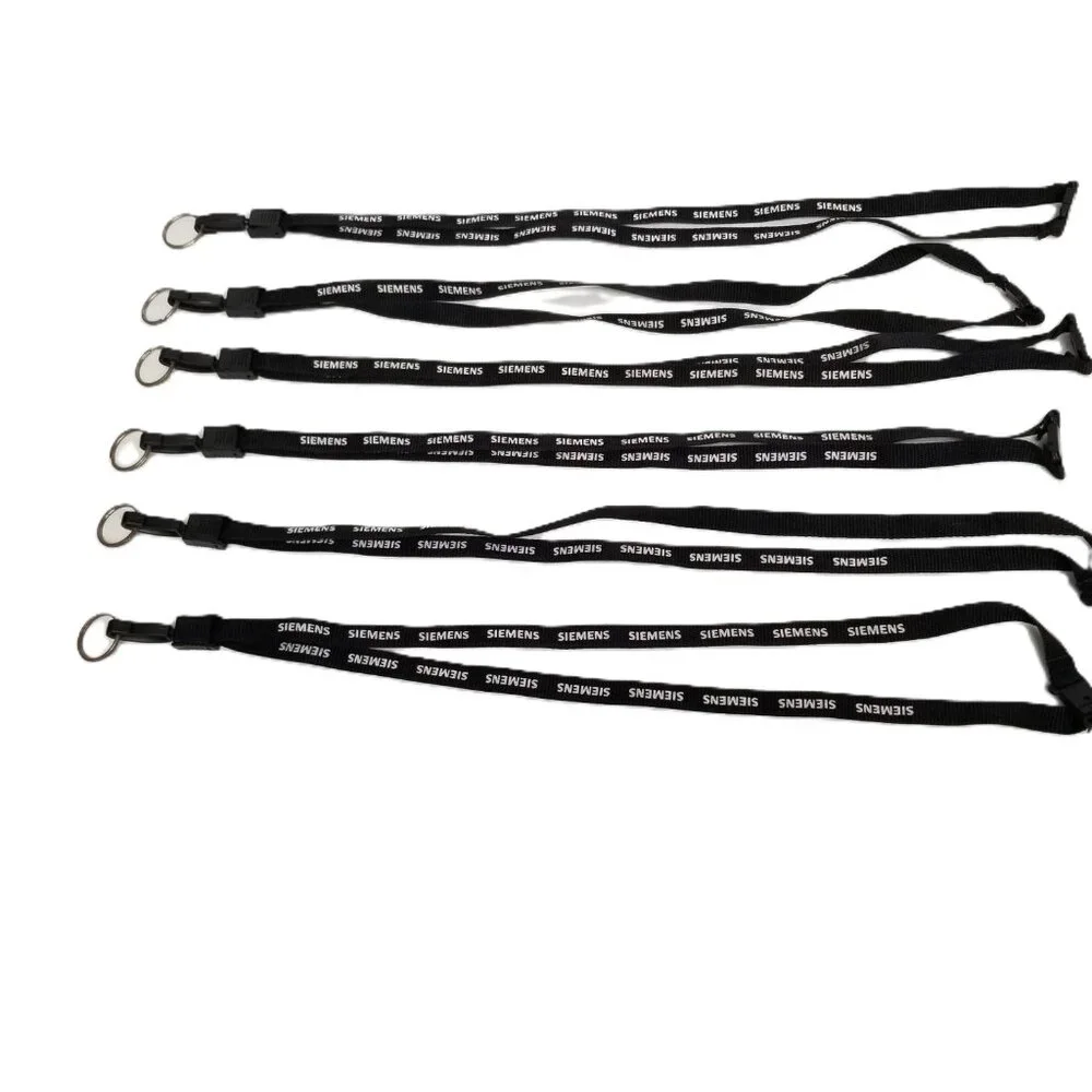 Siemens Branded Lanyards Lot of 6 Black Promotional ID Badge Keychain